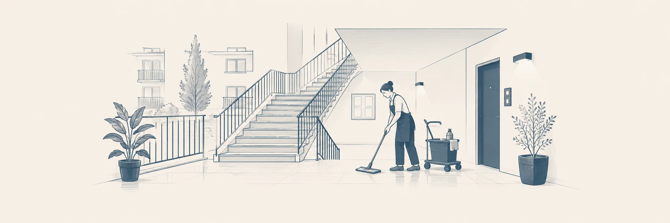 Illustration Treppenhäuser und Wohnanlagen